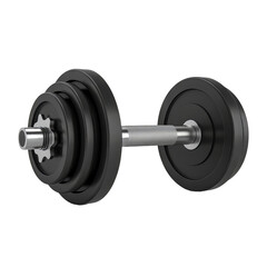 Naklejka premium A dumbbell with black plates and a silver bar set 