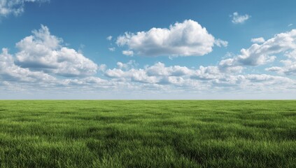 Obraz premium Green grass field under blue sky