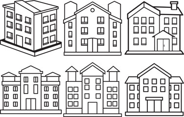 Fototapeta premium Set of apartment vector illustration line art 