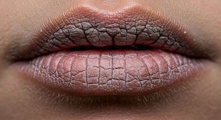 Extreme Close-up of Dry, Cracked Lips, Skincare, Beauty, Texture