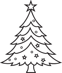 Obraz premium christmas tree vector illustration line art 