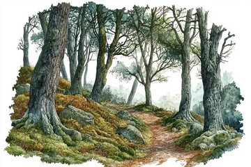 Fototapeta premium Artistic forest landscapes with walking trails