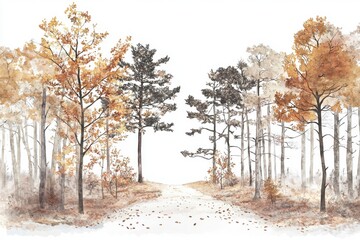 Fototapeta premium Scenic autumn walk under golden foliage
