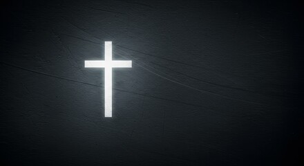 Fototapeta premium Illuminated Cross on Dark Textured Background, A Symbol of Faith and Spirituality
