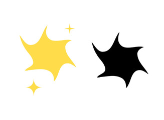 Obraz premium Sparkling and shiny star vector icon. Decoration comic symbol. Black and yellow star icon. Stars in modern simple flat style.