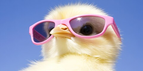 Cute chick wearing pink sunglasses (2)
