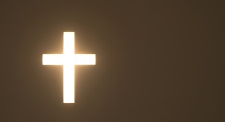 Illuminated cross-shaped opening in a dark background evoking faith