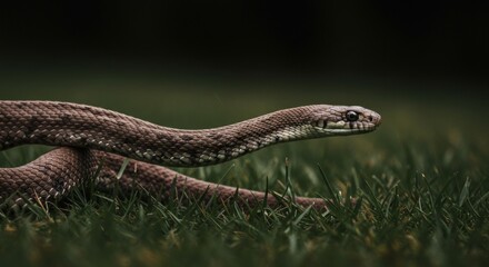 Obraz premium Serpentine Majesty, A Close-Up Portrait of a Snake in Natural Habitat