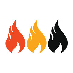 Three Flames in Different Colors Orange Yellow and Black Isolated on White Background Simple Flat Design Vector Illustration