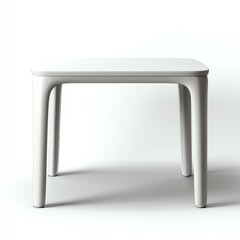 isolated white A minimalistic white table designed for versatile use in various settings. Its sleek lines and modern design create a stylish focal point for any room.