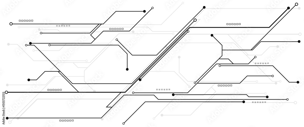 Leinwandbilder vectors white abstract geometric dots and lines connection circuit concept. hi tech digital connect,