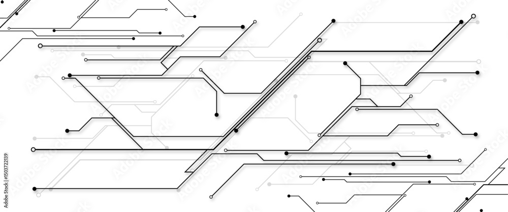 Leinwandbilder vectors white abstract geometric dots and lines connection circuit concept. hi tech digital connect,
