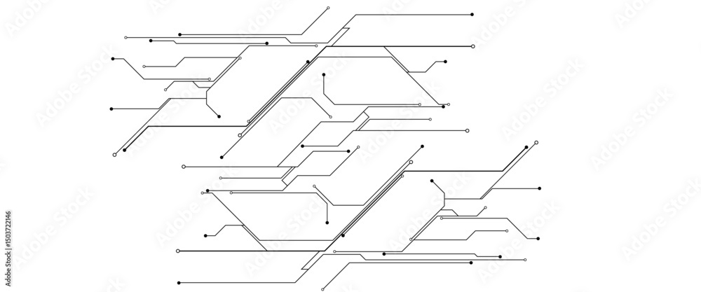 Leinwandbilder vector technology black circuit diagram concept. abstract technology on white background. high-tech 