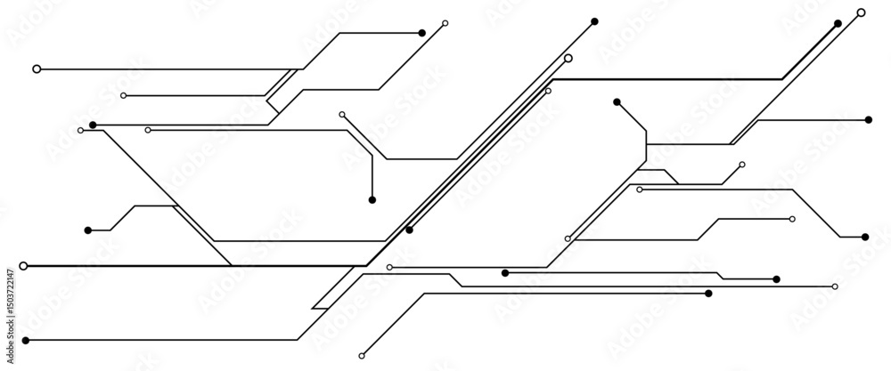 Leinwandbilder vectors white abstract geometric dots and lines connection circuit concept. hi tech digital connect,