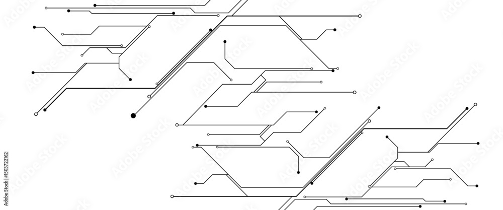 Leinwandbilder vector technology black circuit diagram concept. abstract technology on white background. high-tech 