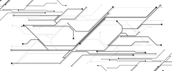 Vectors White Abstract geometric dots and lines connection circuit concept. Hi tech digital connect, communication, High technology concept.