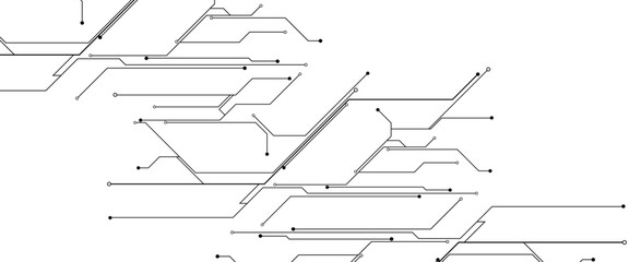 Vector Technology black circuit diagram concept. Abstract technology on white background. High-tech circuit board.