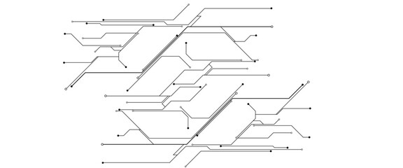 Vector Technology black circuit diagram concept. Abstract technology on white background. High-tech circuit board.