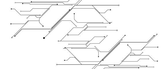 Vector Technology black circuit diagram concept. Abstract technology on white background. High-tech circuit board.
