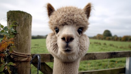 Alpaca portrait farm animal headshot cute