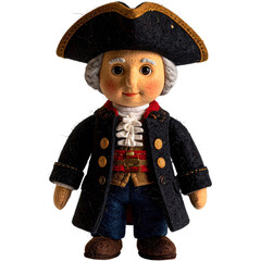 Patriotic American 1st US president cute felt doll 4th of July isolated