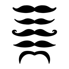 Men Moustache Silhouette Icon Illustration. Father or Grandpa Mustache Symbols