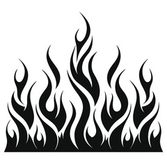 Stylized Black Flames Design Element on White Background for Graphic Design and Illustration Projects Requiring a Fiery or Energetic Visual