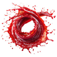 Red liquid swirl splash isolated on white background