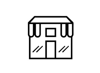 Simple line shop icon design. Store vector illustration. 