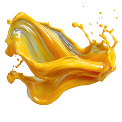 Dynamic yellow liquid splash isolated on white background