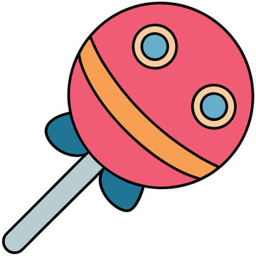 pink lollipop with blue eyes and orange stripe clip art preview