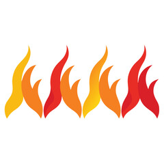 Stylized Flames in a Row with Gradient Colors from Yellow to Orange and Red on a White Background for Design