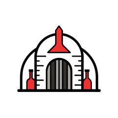 Obraz premium Wine Rack In A Cellar Doodle Vector For An Organized Bottle Storage