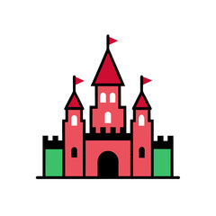 Obraz premium Dark Spooky Castle Doodle Vector For A Vampire Or Villain's Fortress Lair