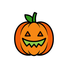 Simple Jack O Lantern Doodle Vector Outline For A Basic Halloween Icon