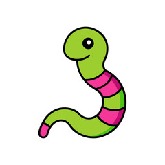 Fototapeta premium Worm In An Apple Doodle Vector For A Rotten Fruit Or Funny Surprise