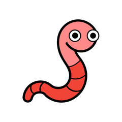 Fototapeta premium Simple Earthworm Doodle Vector Illustration For Garden And Soil Themed Art