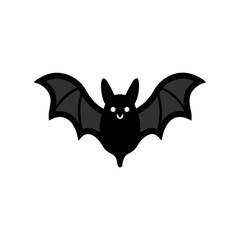 Obraz premium Flying Bat Silhouette Doodle Vector For A Classic Halloween And Night Icon