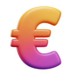 Obraz premium Colorful 3d euro currency symbol isolated on white background depicting financial concept