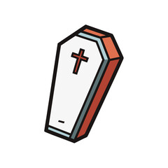 Classic Coffin Outline Doodle Vector For Minimalist Halloween Decoration