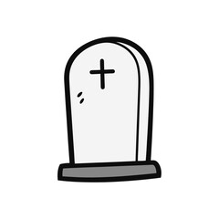 Obraz premium Old Cracked Gravestone Doodle Vector For Spooky Graveyard Scene Illustrations