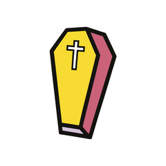 Obraz premium Open Coffin Doodle Vector Illustration For Vampire And Haunted House Art