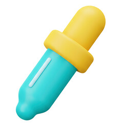 Colorful 3d rendered dropper illustration for medical or cosmetic applications with soft shading