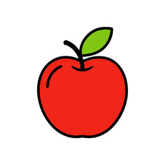 Fototapeta premium Green Apple Doodle Vector Clip Art For Fresh Fruit And Healthy Snack Designs