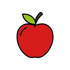Crisp Red Apple Doodle Vector Graphic For Healthy Food And Autumn Designs