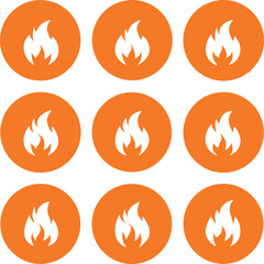 Fire Icon Pattern in Orange Circles on a White Background with a Simple Design and a Clean and Modern Look