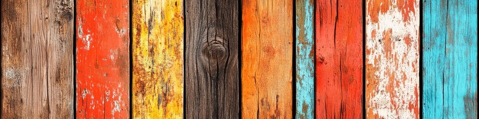 Colorful weathered wooden planks