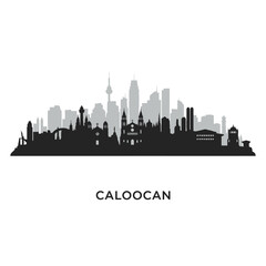 Naklejka premium Caloocan Skyline Vector with Philippines Cityscape.