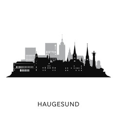 Naklejka premium Haugesund with Norway Cityscape Silhouette.