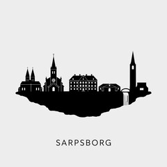 Fototapeta premium Sarpsborg skyline silhouette with Norway.